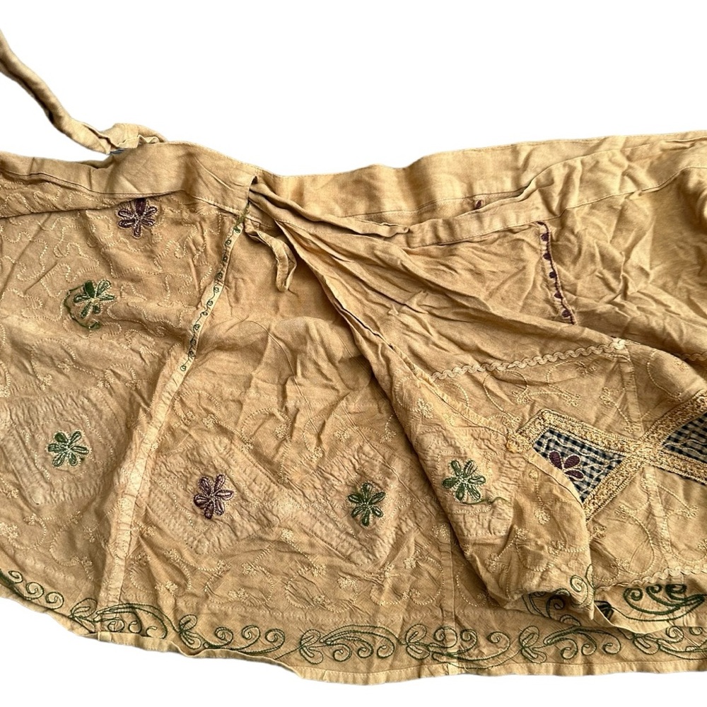 Embroidered Crop Top Wrap Skirt Set Mustard Boho … - image 5